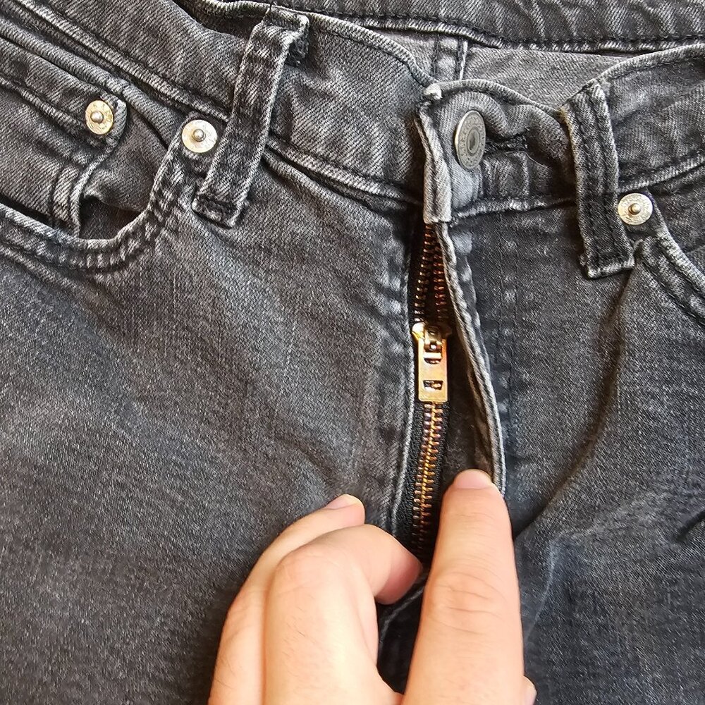 Levis 514 Jeans Mens Tag 29x32 Fit 28x29 Black Straight Denim Dark Wash Stretch - Picture 7 of 13